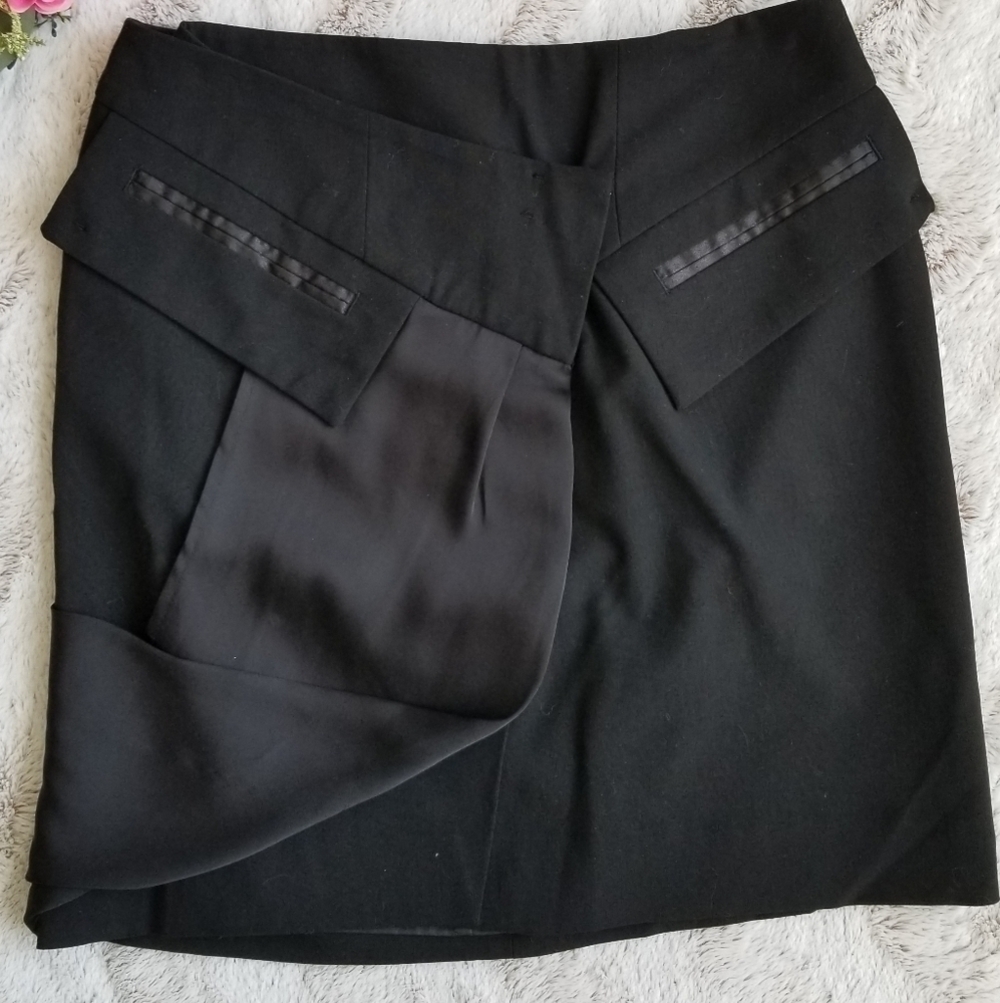 ✨️CL She Said Black Sash Design Mini Skirt‎ Clasp Close Size 0